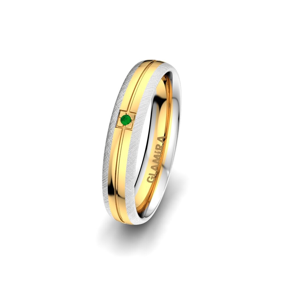 Or Blanc & Jaune 375 Émeraude Alliance pour femme Sense Beauty 4 mm