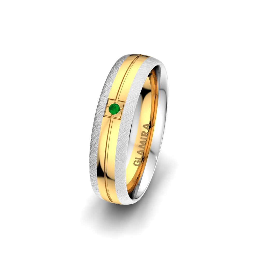 Or Blanc & Jaune 375 Émeraude Alliance pour femme Sense Beauty 5 mm
