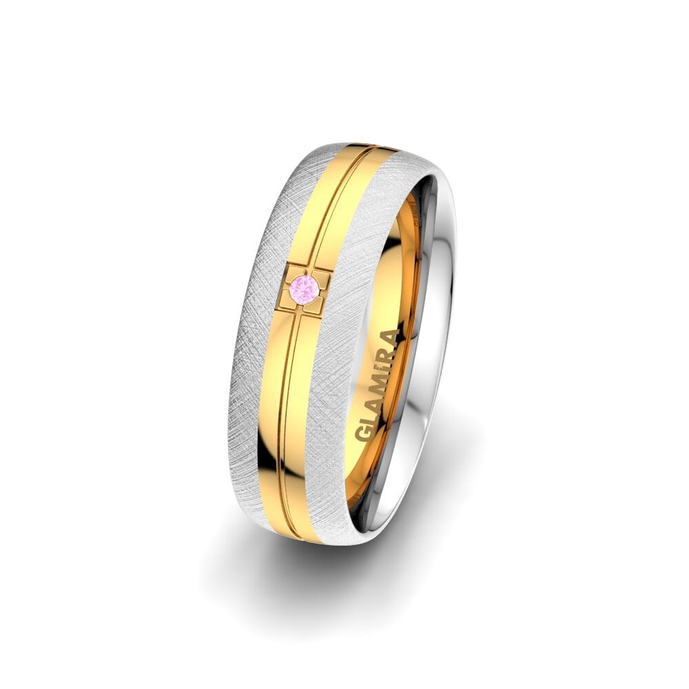 Weiß & Gelbgold 585 Rosa Saphir Damen trauring Sense Beauty 6 mm