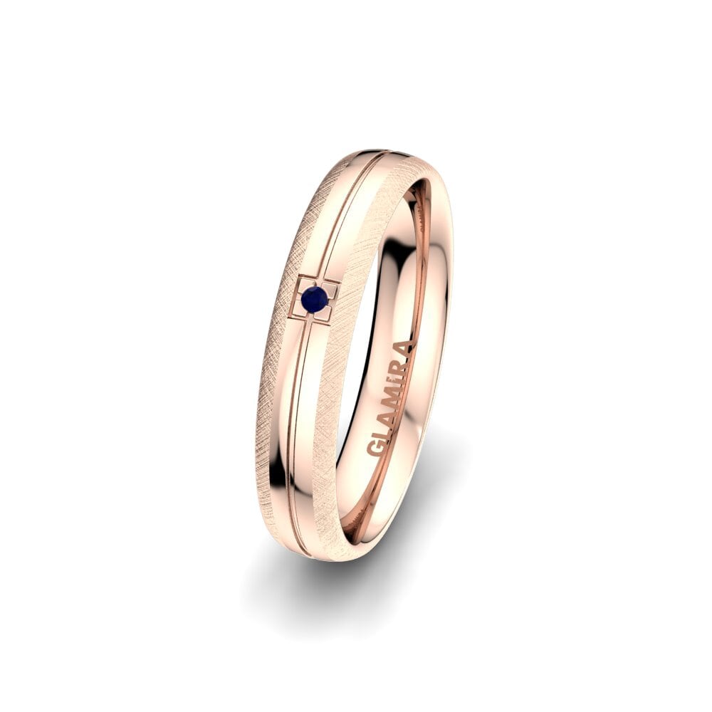 14ct Rose Gold Sapphire Women's Wedding Ring Sense Beauty 4 mm