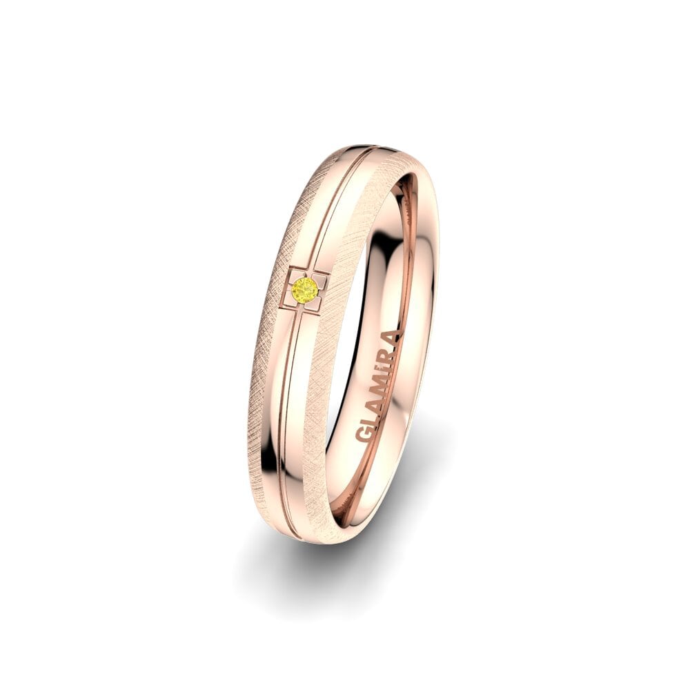 14ct Rose Gold Yellow Sapphire Women's Wedding Ring Sense Beauty 4 mm