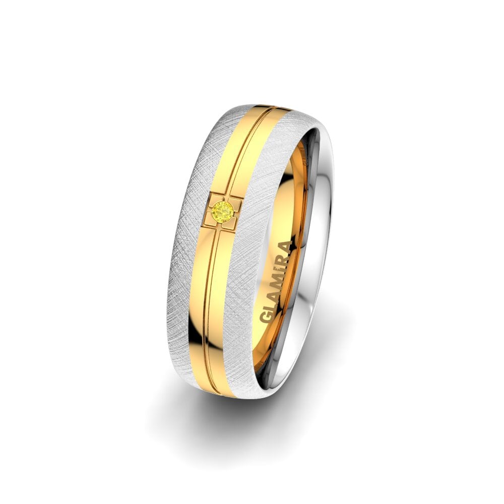 Weiß & Gelbgold 585 Gelber Saphir Damen trauring Sense Beauty 6 mm