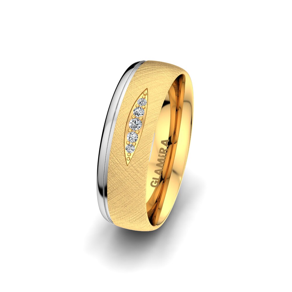 9k Yellow & White Gold Women's Wedding Ring Romantic Thought 6 mm