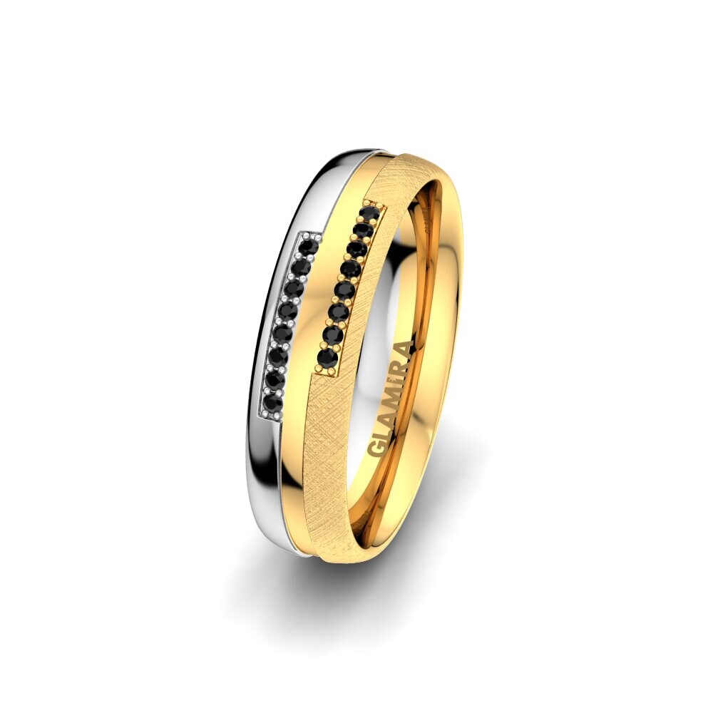 Or Jaune & Blanc 375 Saphir noir Alliance pour femme Glorious Sign 5 mm
