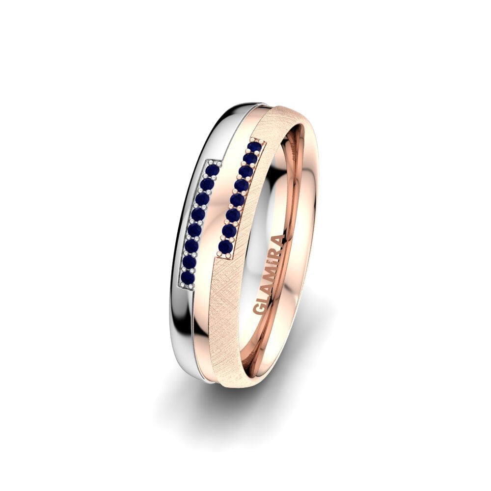 14ct Rose & White Gold Sapphire Women's Wedding Ring Glorious Sign 5 mm