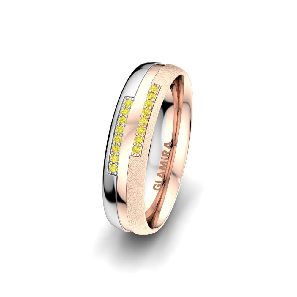Or Rose & Blanc 585 Saphir Jaune Alliance pour femme Glorious Sign 5 mm