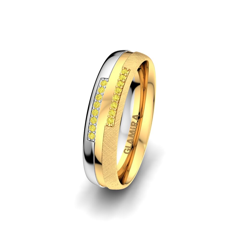375 Gelb & Weißgold Gelber Saphir Damen trauring Glorious Sign 5 mm
