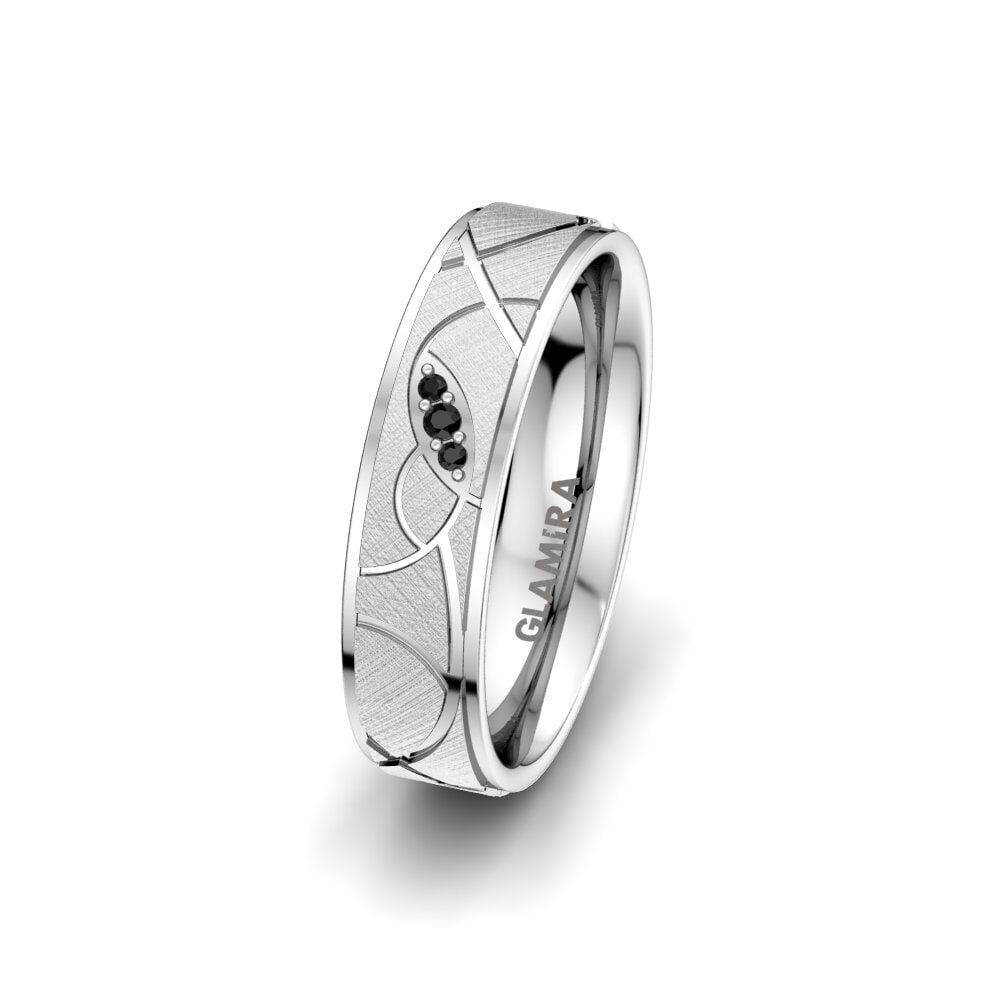 Black Onyx Women's Ring Golden Aura 5 mm