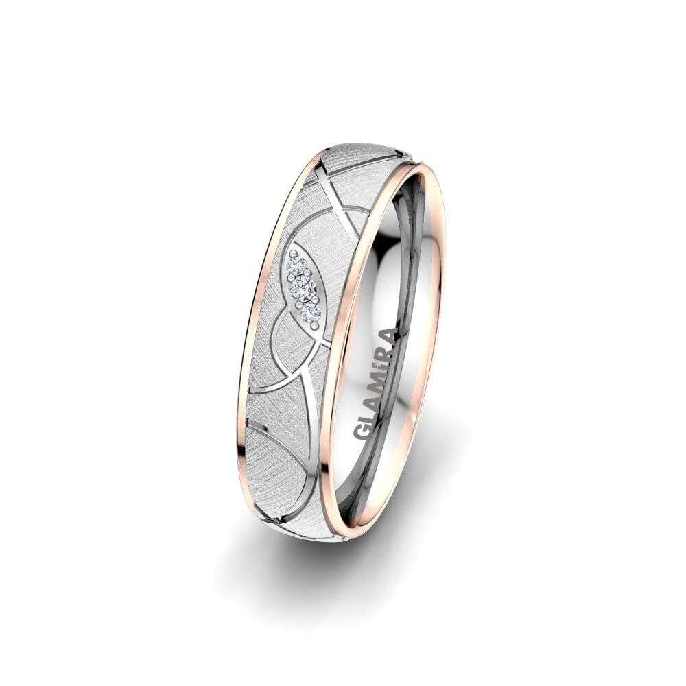 Weiß & Rotgold 375 Diamant Damen trauring Golden Aura 5 mm