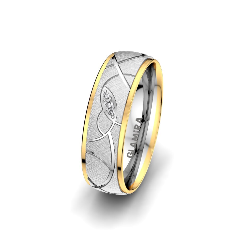 Or Blanc & Jaune 585 Saphir Blanc Alliance pour femme Golden Aura 6 mm