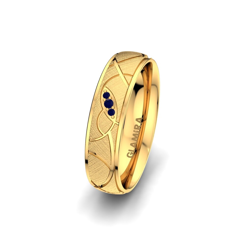 9ct Yellow Gold Sapphire Women's Wedding Ring Golden Aura 5 mm