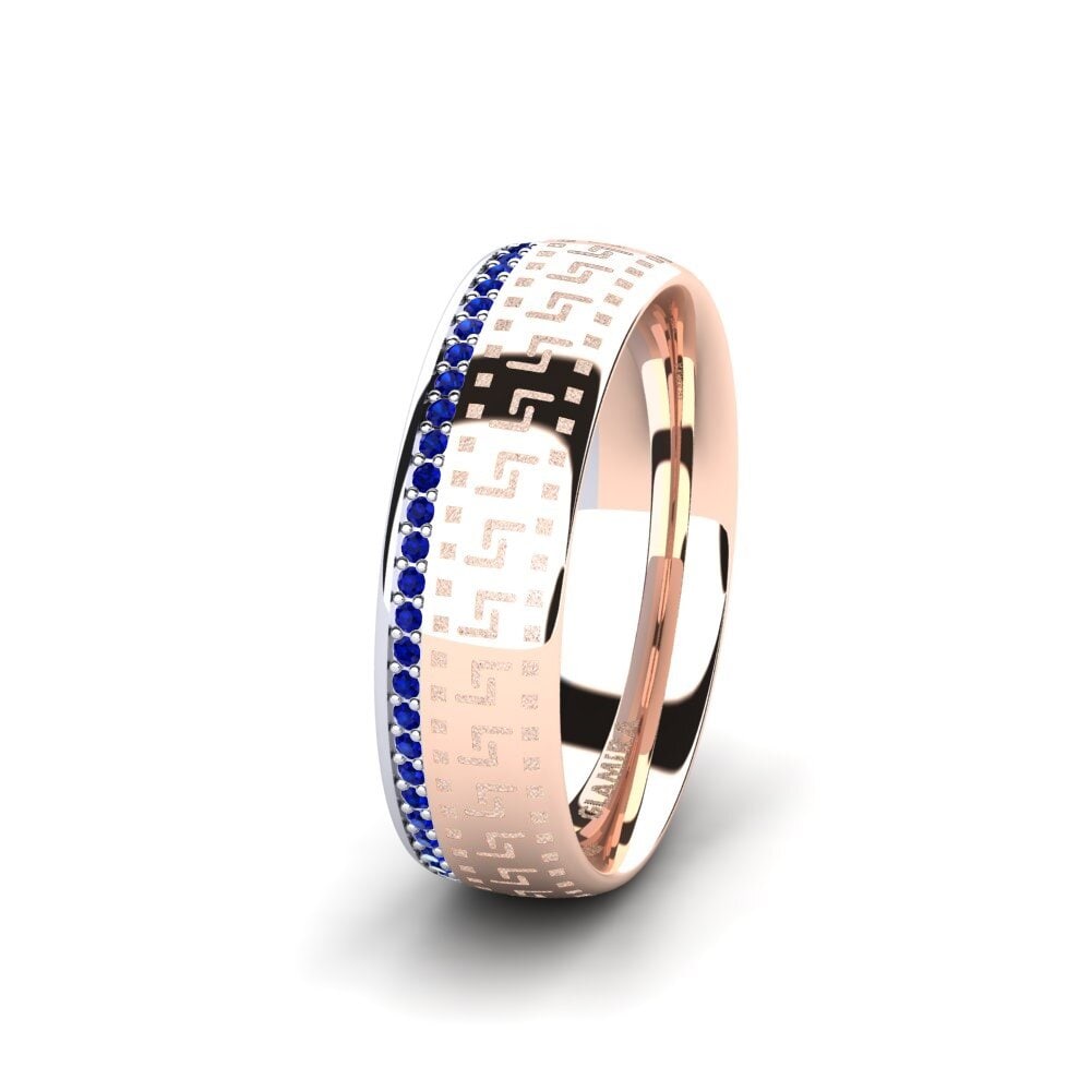 14ct Rose & White Gold Sapphire Women's Wedding Ring Gorgeous Pretty 6 mm