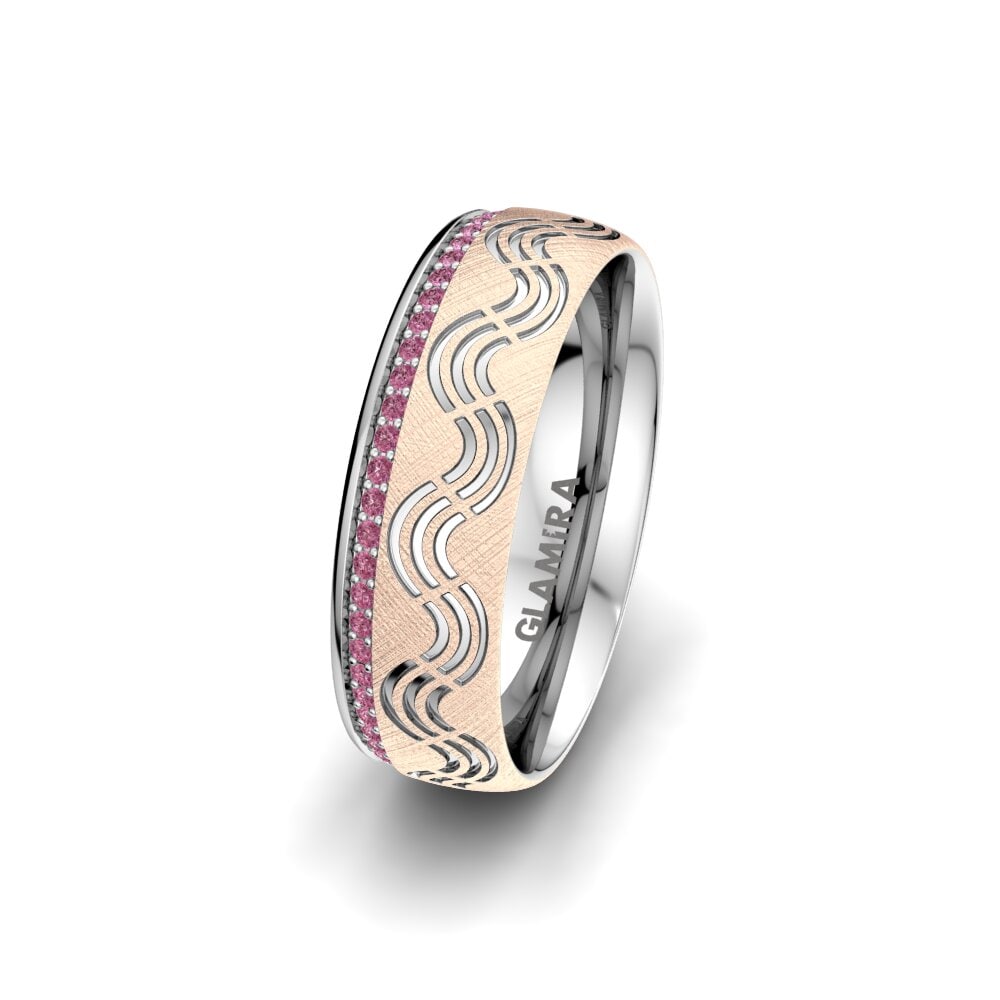 Or Rose & Blanc 750 Grenat de Rhodolite Alliance pour femme Holy Love 6 mm
