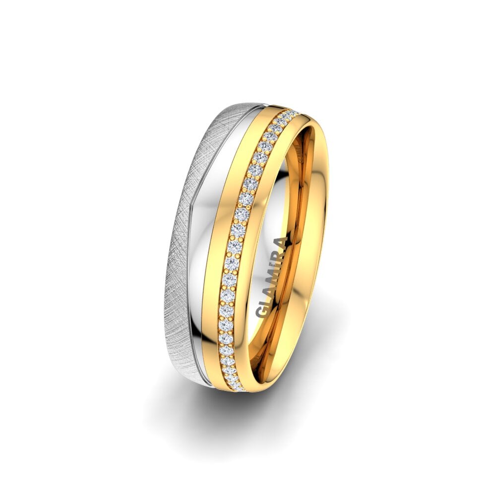 Weiß & Gelbgold 750 Diamant Damen trauring Infinite Flame 6 mm