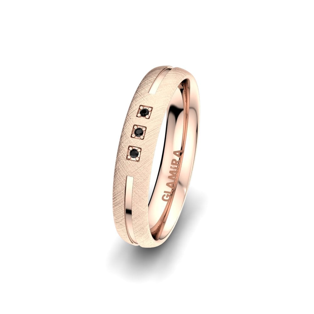 14ct Rose Gold Black Sapphire Women's Wedding Ring Life Glow 4 mm