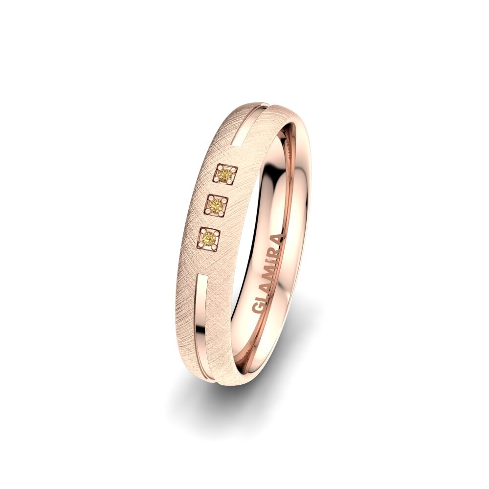 14ct Rose Gold Brown Diamond Women's Wedding Ring Life Glow 4 mm