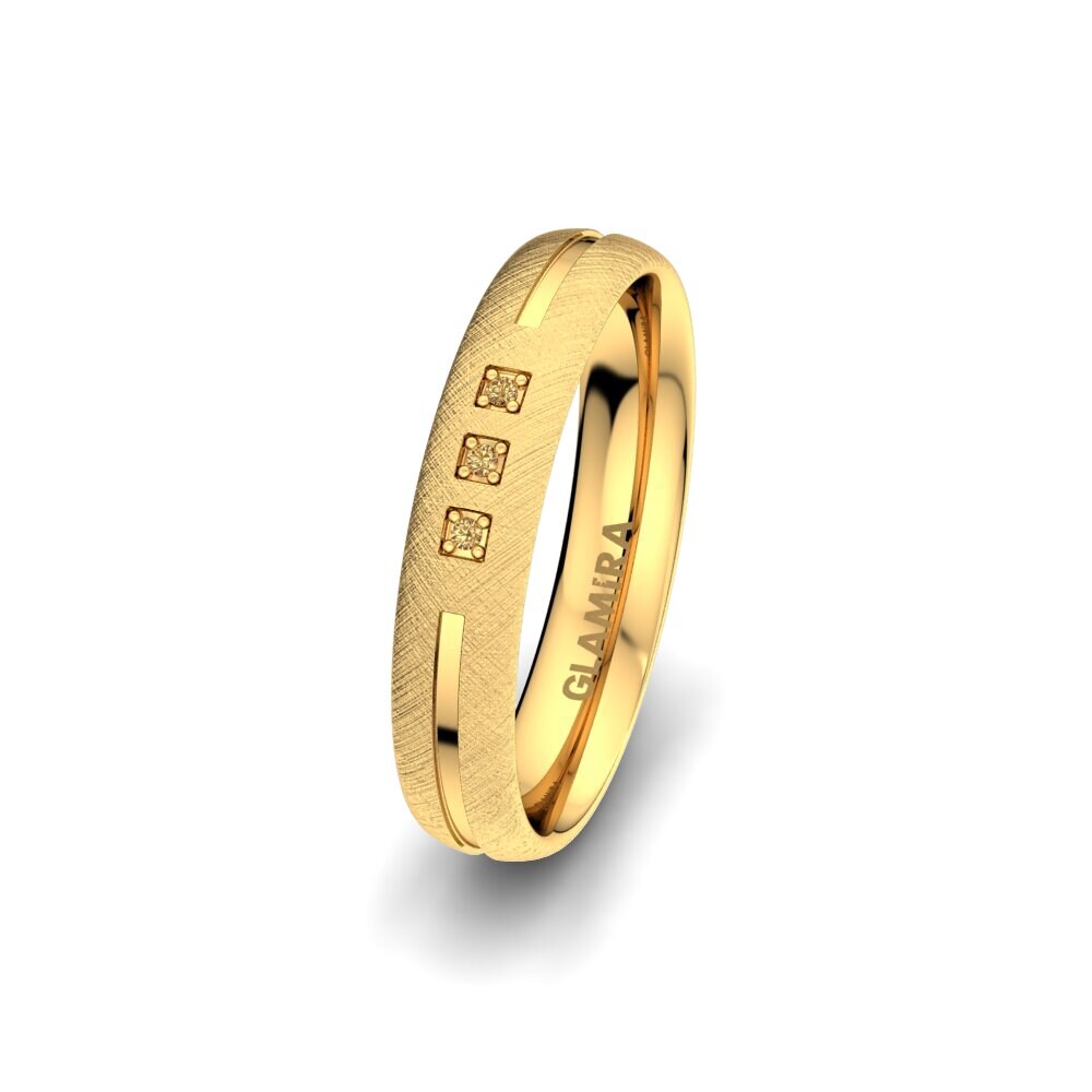 14ct Yellow Gold Brown Diamond Women's Wedding Ring Life Glow 4 mm