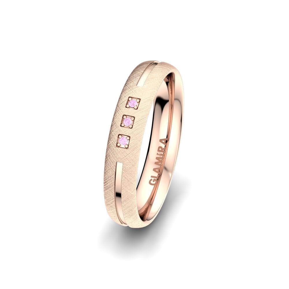 14ct Rose Gold Pink Sapphire Women's Wedding Ring Life Glow 4 mm
