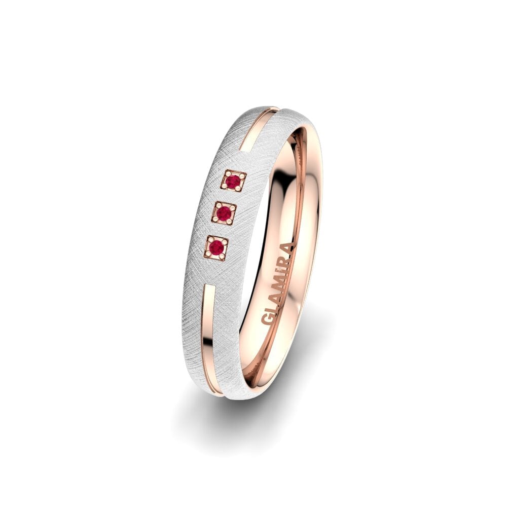 9K White & Rose Gold Ruby Women's Ring Life Glow 4 mm