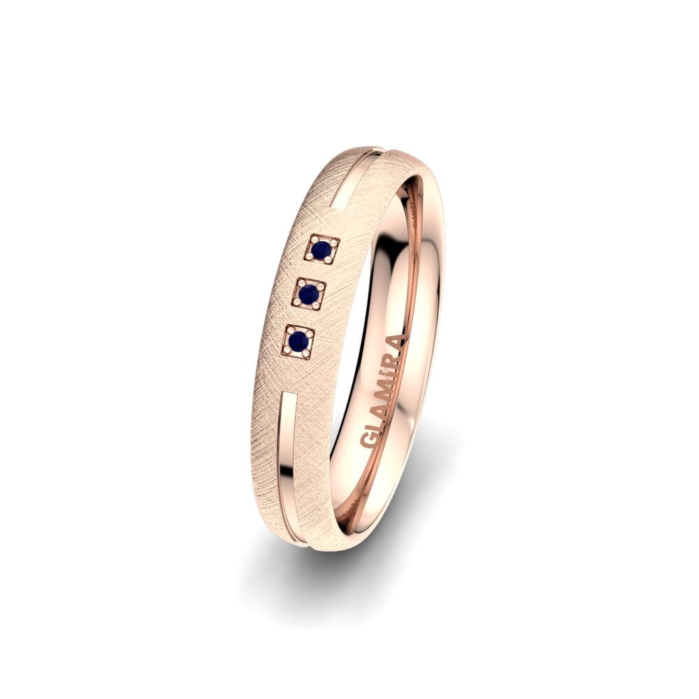 14ct Rose Gold Sapphire Women's Wedding Ring Life Glow 4 mm