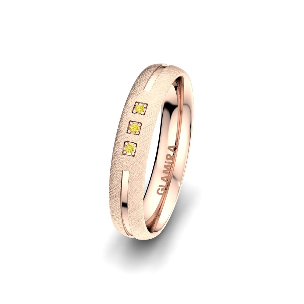 14ct Rose Gold Yellow Sapphire Women's Wedding Ring Life Glow 4 mm