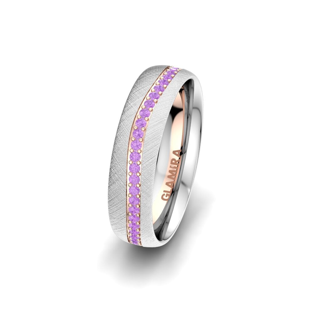 14ct White & Rose Gold Amethyst Women's Wedding Ring Marvelous Darling 5 mm