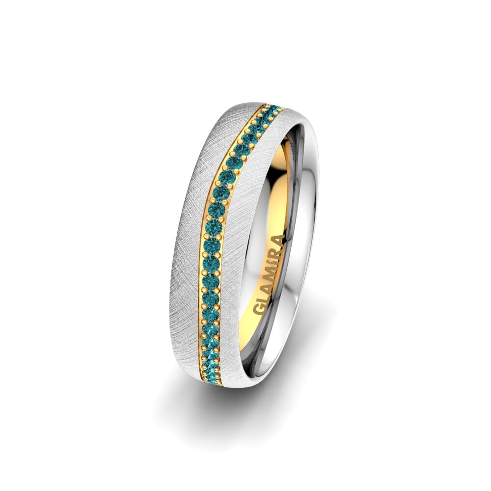 Weiß & Gelbgold 375 Blauer Diamant Damen trauring Marvelous Darling 5 mm