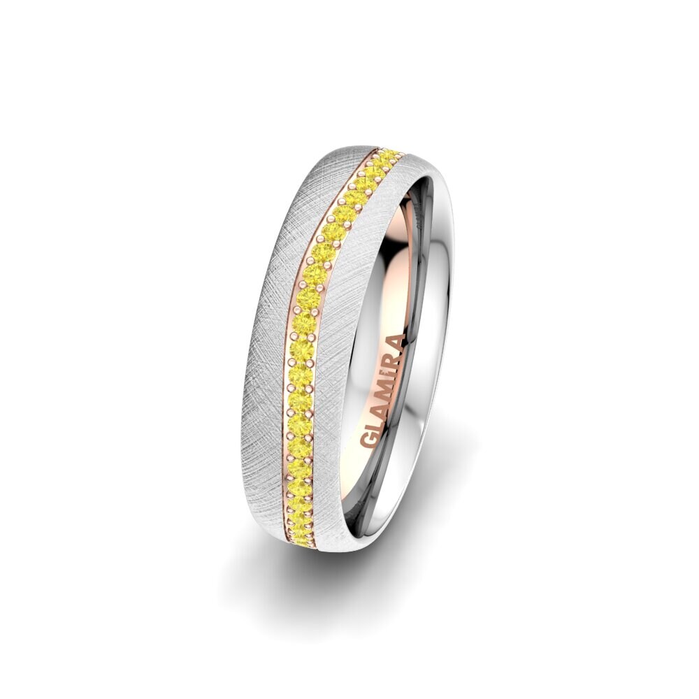 9ct White / Rose Gold Yellow Sapphire Women's Wedding Ring Marvelous Darling 5 mm