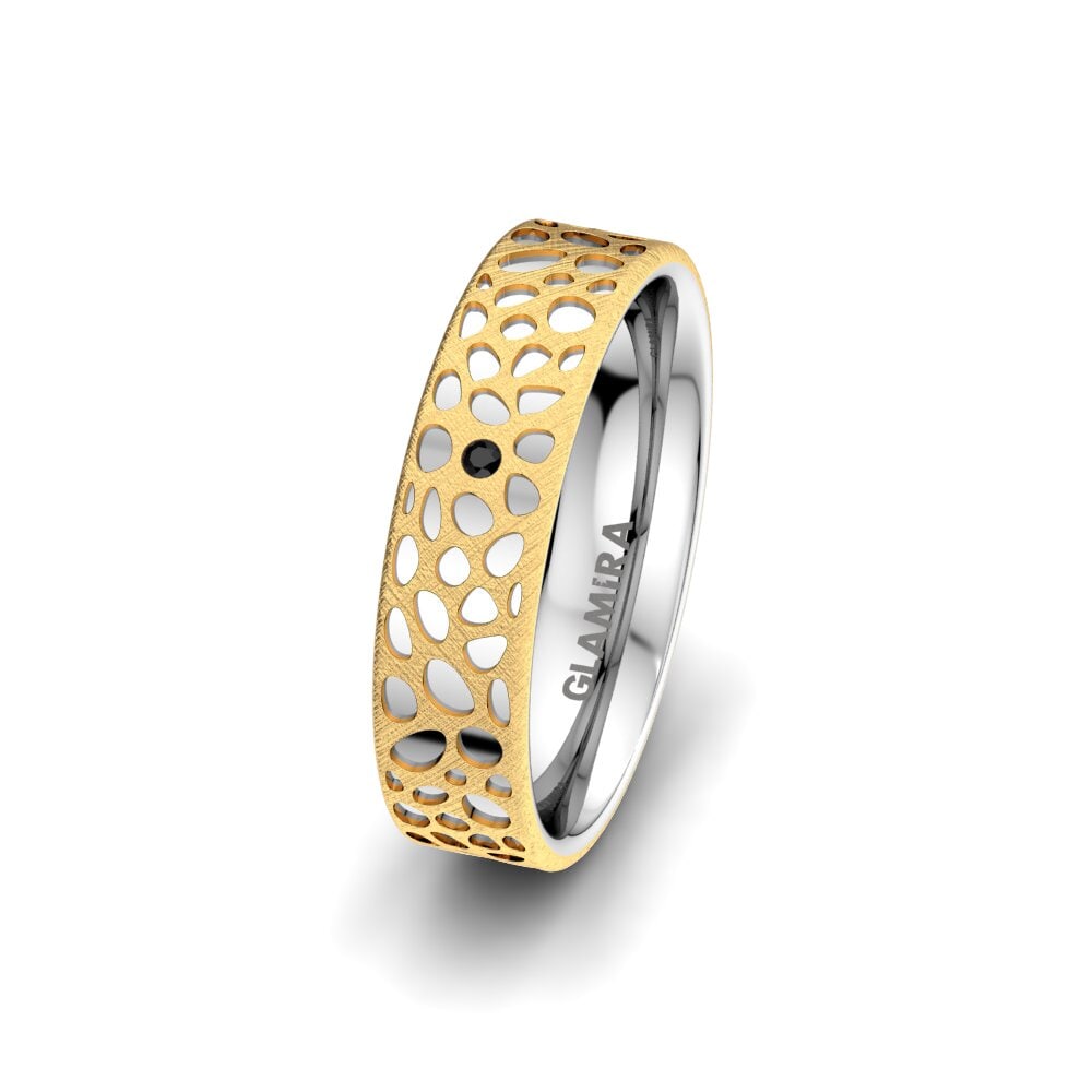 Or Jaune & Blanc 375 Saphir noir Alliance pour femme Mysterious Touch 5 mm