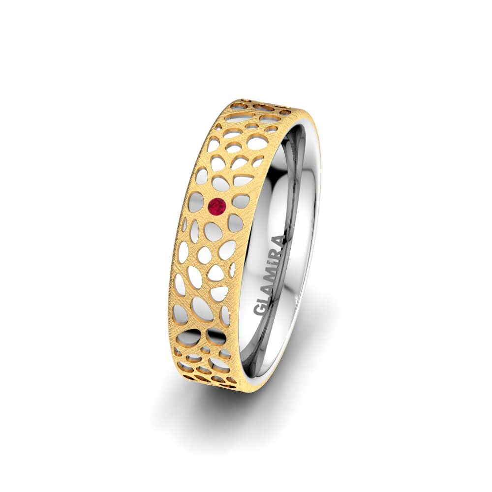 Or Jaune & Blanc 375 Rubis Alliance pour femme Mysterious Touch 5 mm