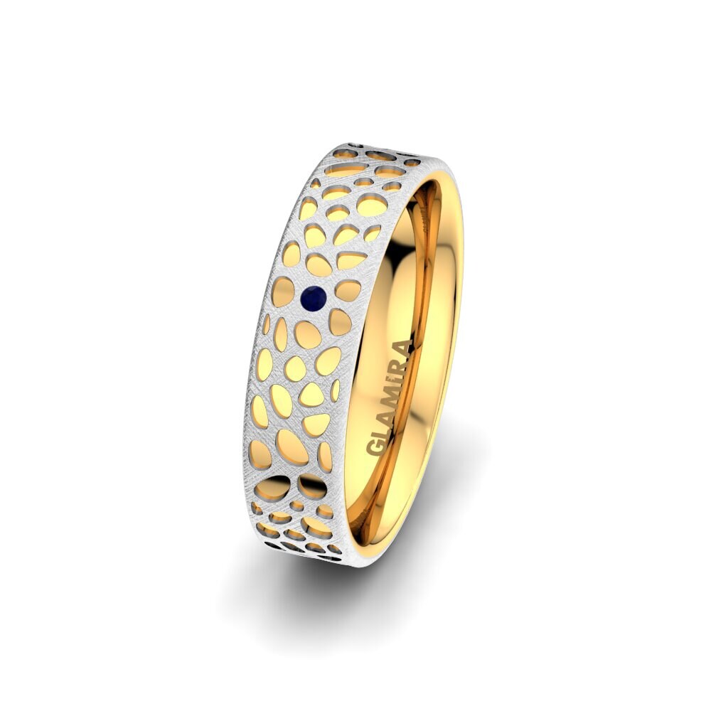 14k White & Yellow Gold Sapphire Women's Wedding Ring Mysterious Touch 5 mm