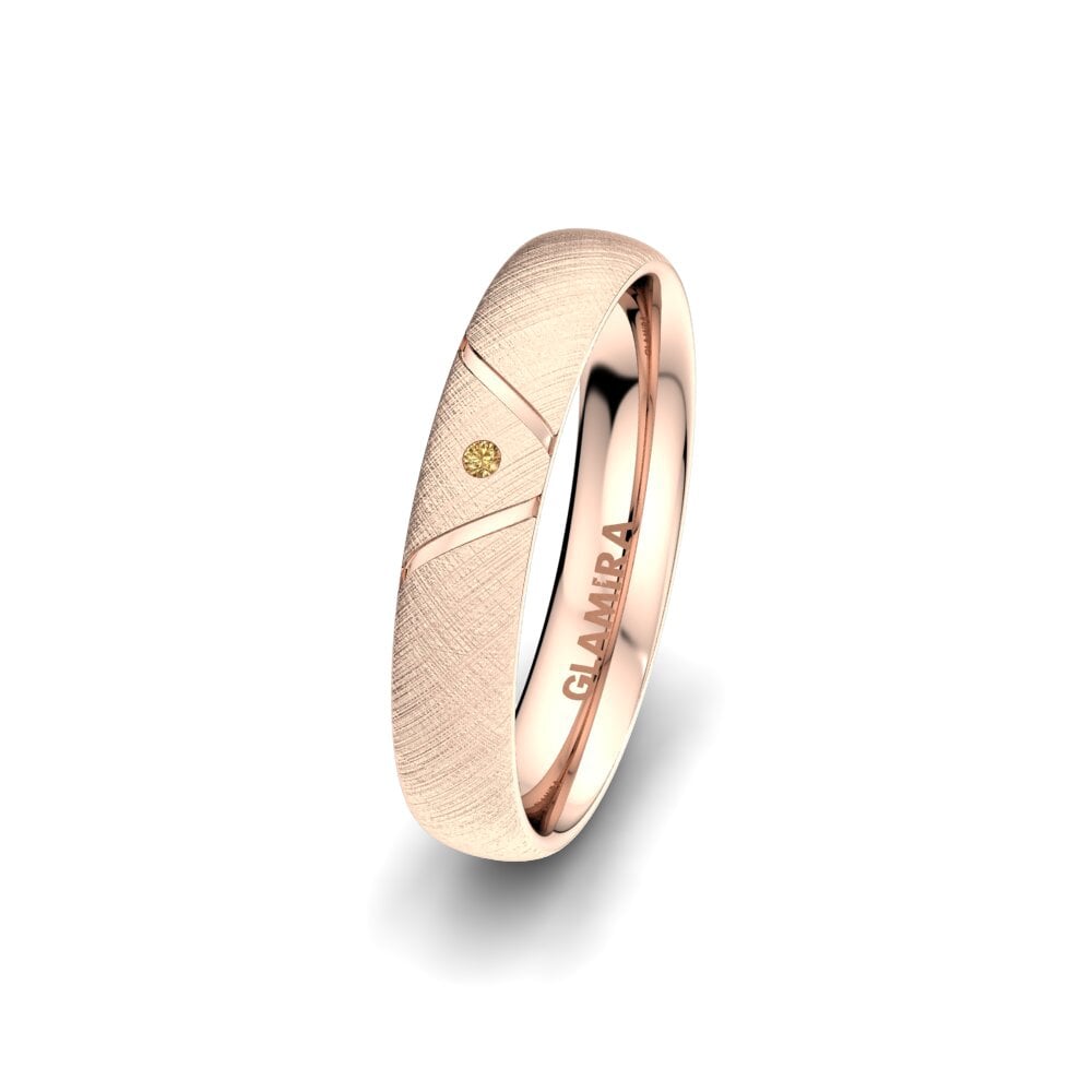 14ct Rose Gold Brown Diamond Women's Wedding Ring Noble Shape 4 mm