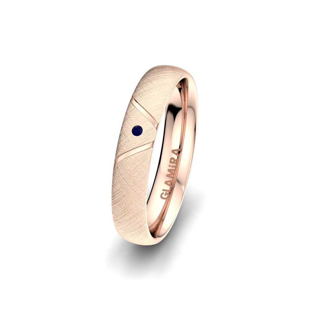 14ct Rose Gold Sapphire Women's Wedding Ring Noble Shape 4 mm