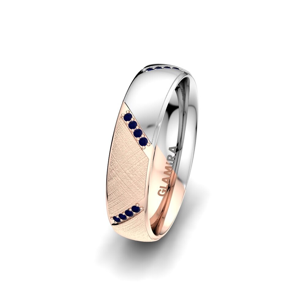 14ct Rose & White Gold Sapphire Women's Wedding Ring Noble Silk 5 mm