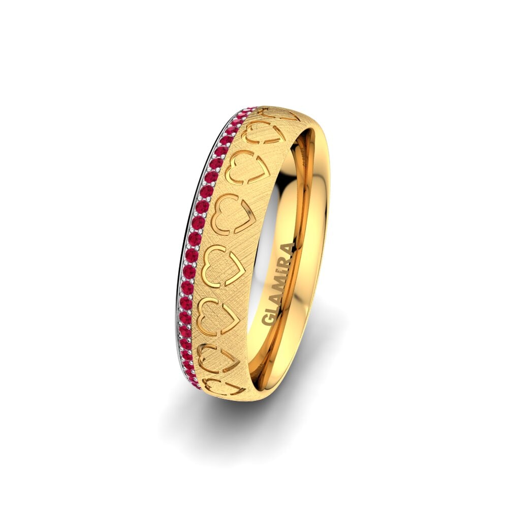 Or Jaune & Blanc 375 Rubis Alliance pour femme Ornate Leaf 5 mm