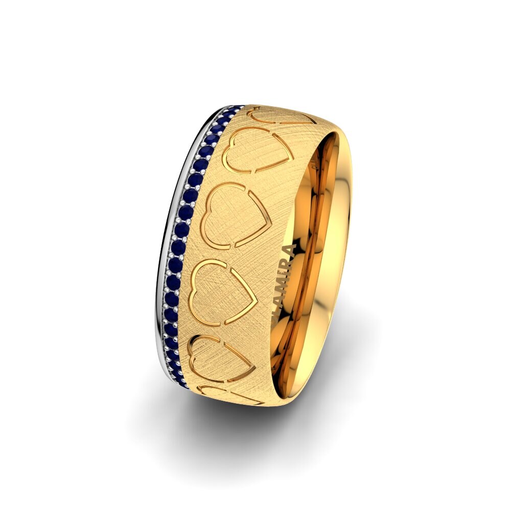 Bague En Or Jaune 9 Carats (375) Avec Saphirs En Demi-éternité - Taille 57 (18.1mm) - Occasion Bon état