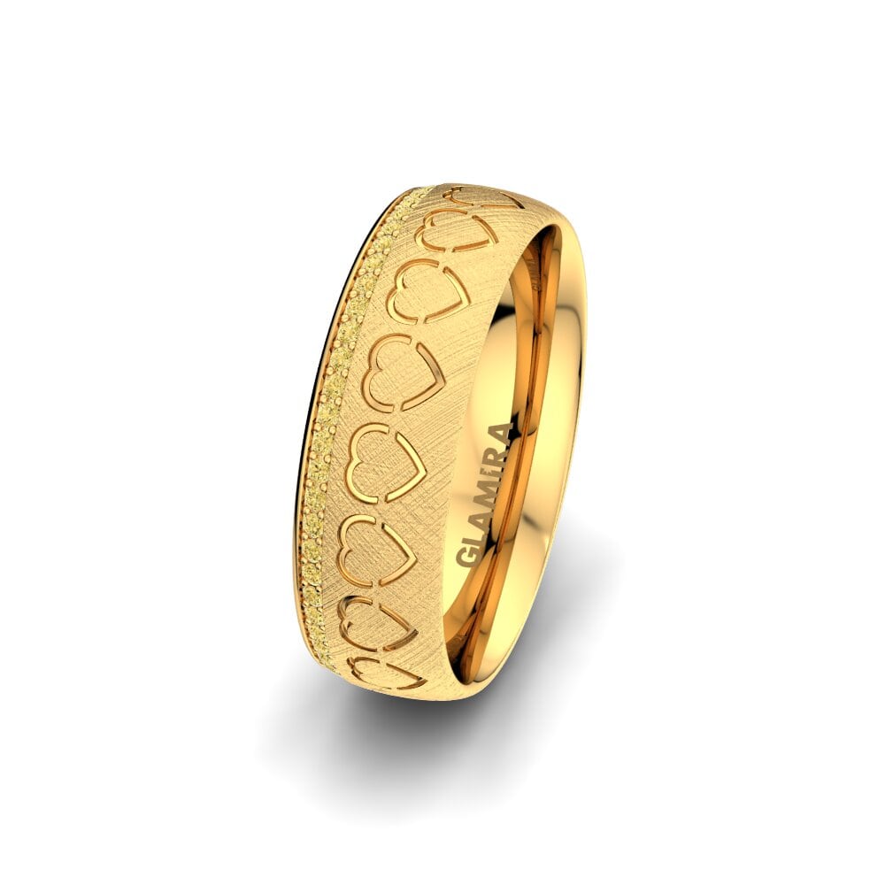 Diamant Jaune Alliance pour femme Ornate Leaf 6 mm