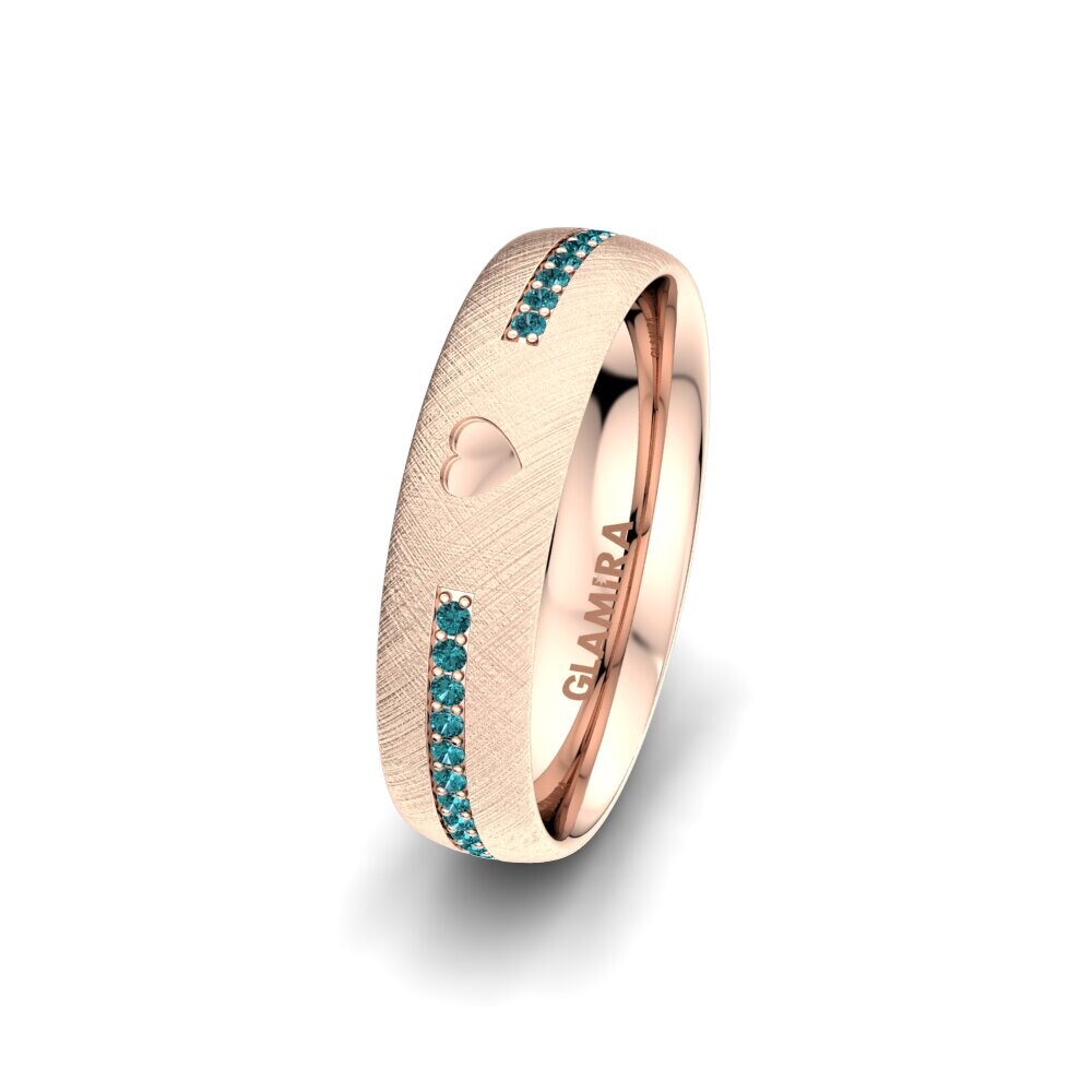 Twinset Blue Diamond 9k Rose Gold Women’s Wedding Rings