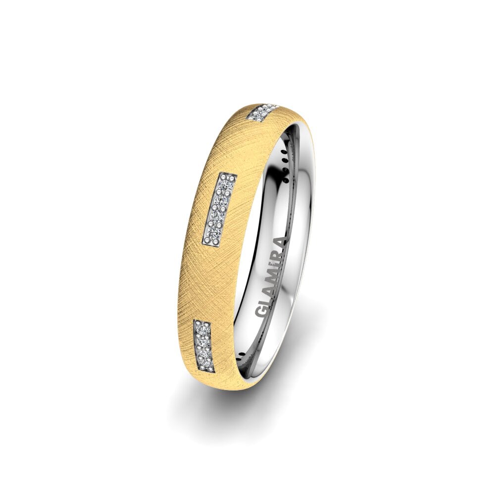 14k Oro Amarillo/Blanco Anillo Boda Mujer Precious Star 4 mm