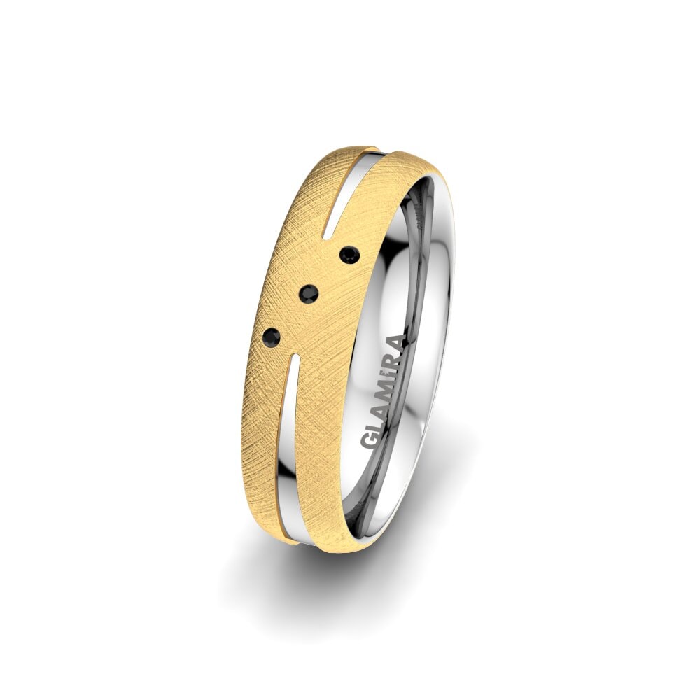 375 Gelb & Weißgold Schwarzer Diamant Damen trauring Pure Moon 5 mm