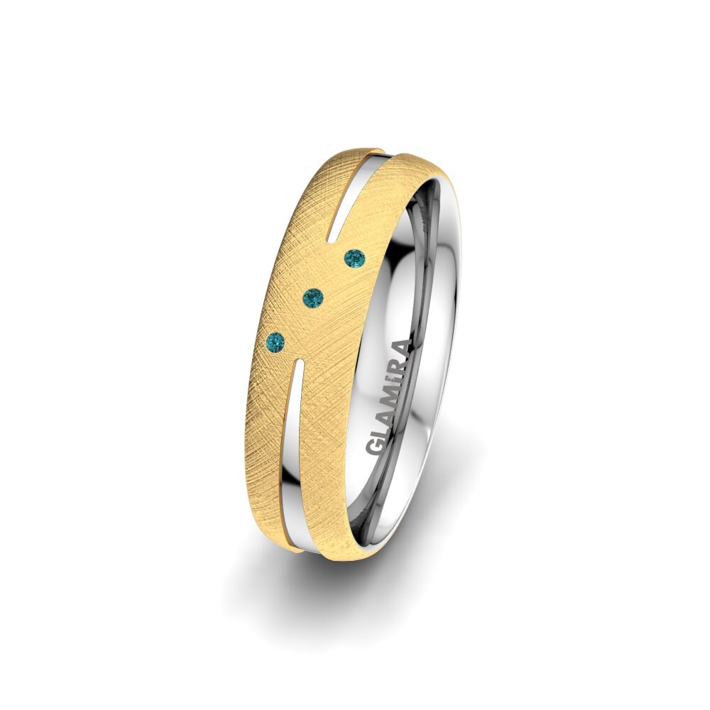375 Gelb & Weißgold Blauer Diamant Damen trauring Pure Moon 5 mm