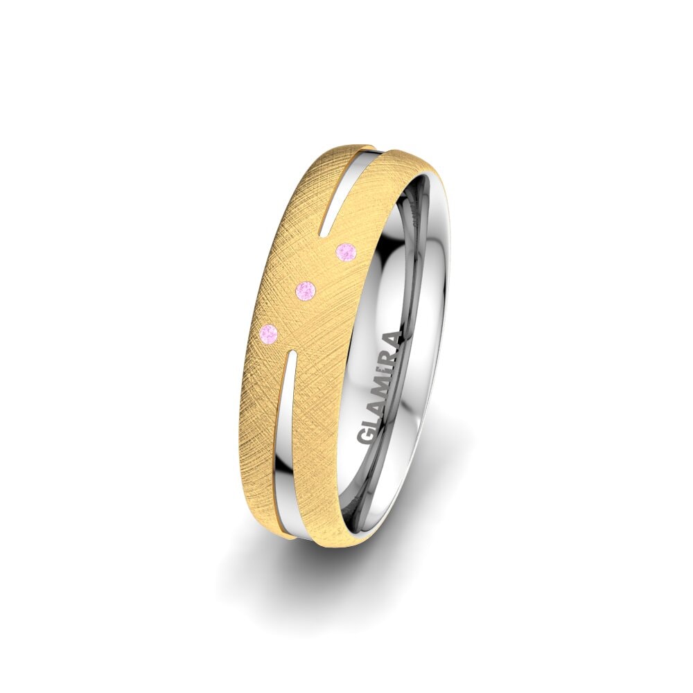 375 Gelb & Weißgold Rosa Saphir Damen trauring Pure Moon 5 mm