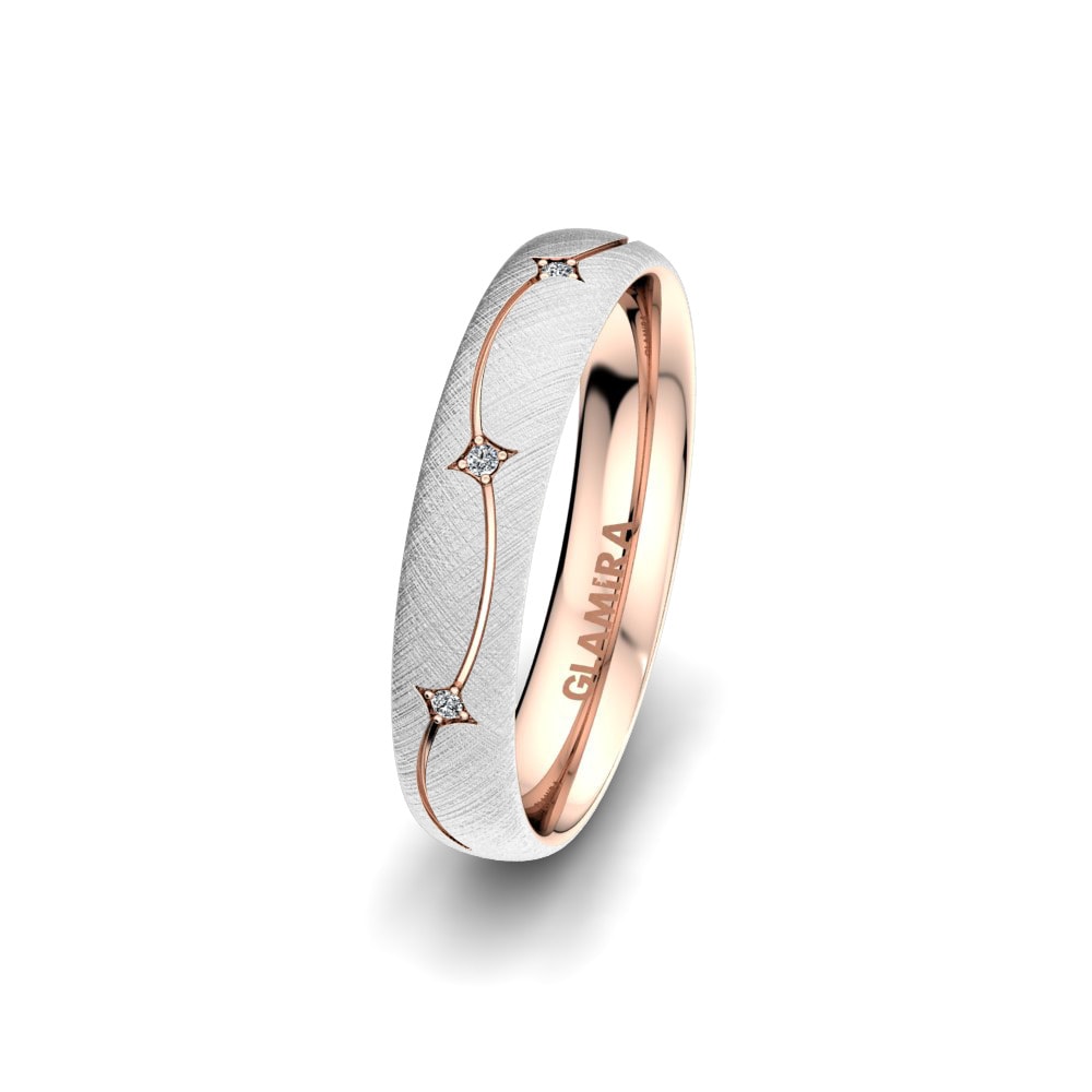 9k White & Rose Gold Women's Wedding Ring Pure Way 4 mm