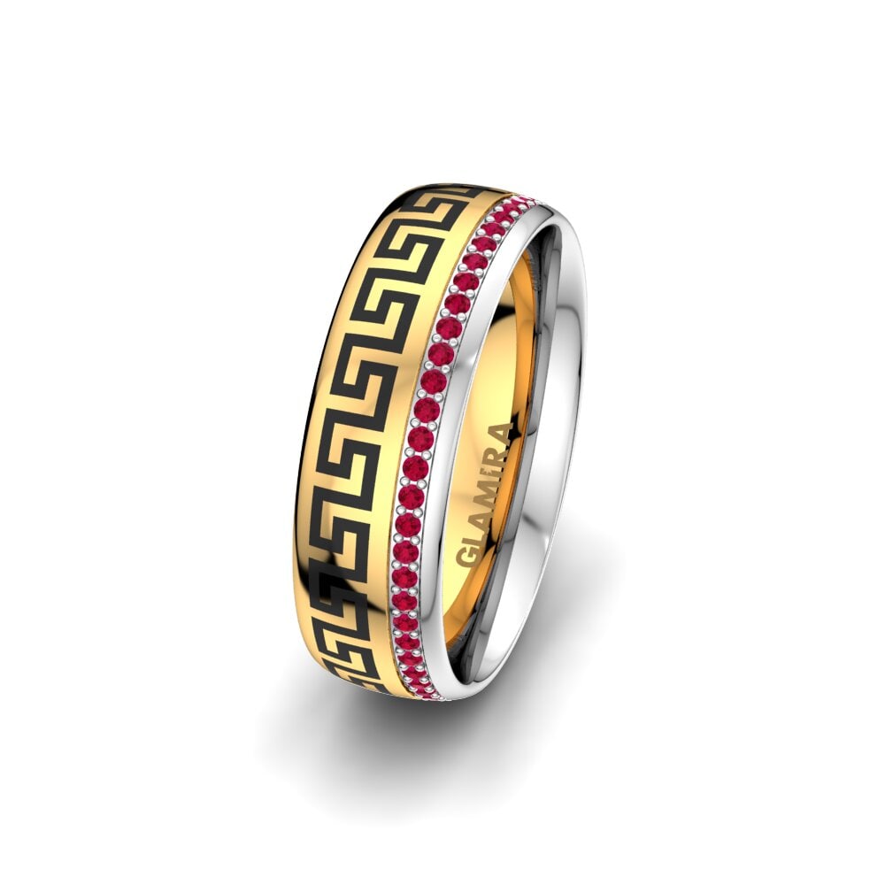 Or Jaune & Blanc 375 Rubis Alliance pour femme Essential Happiness 6 mm
