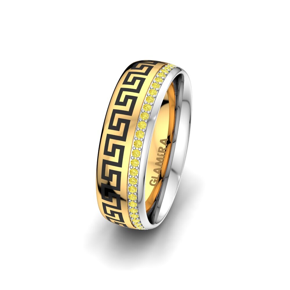 375 Gelb & Weißgold Gelber Saphir Damen trauring Essential Happiness 6 mm