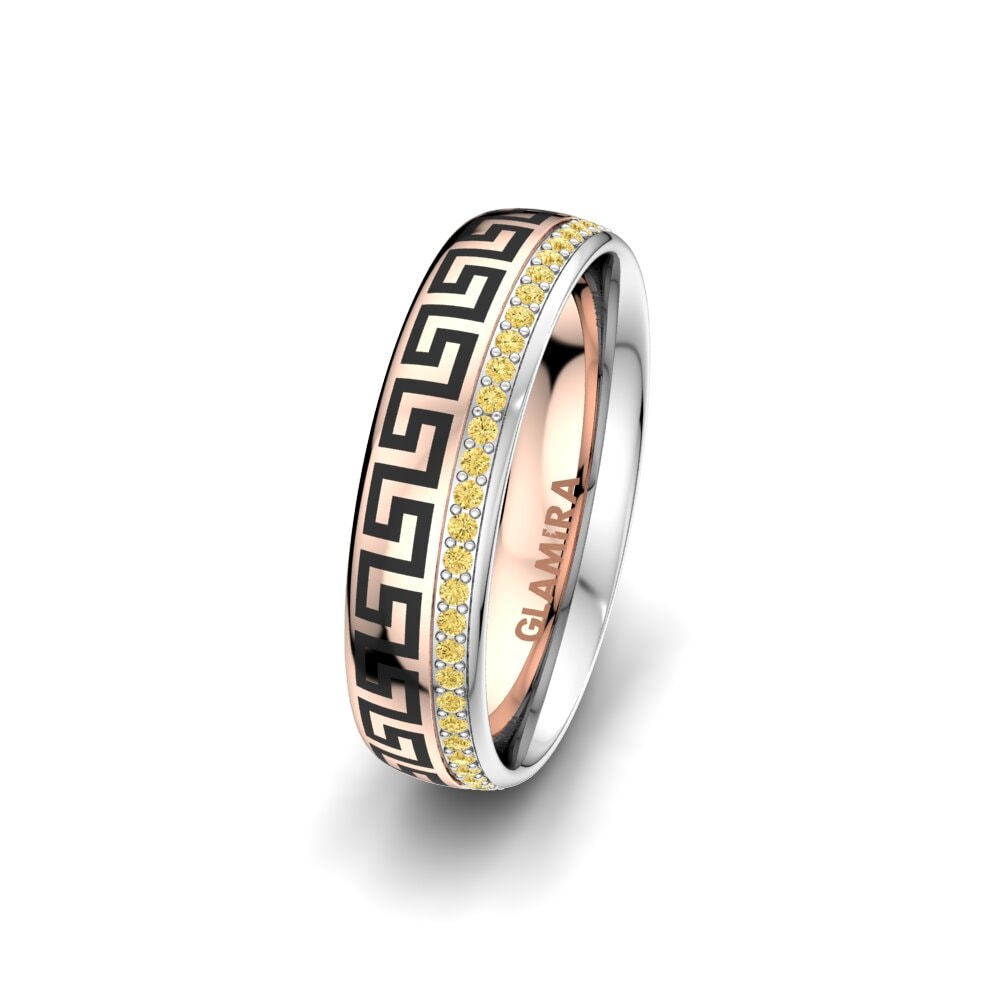 375 Rot & Weißgold Gelber Diamant Damen trauring Essential Happiness 5 mm