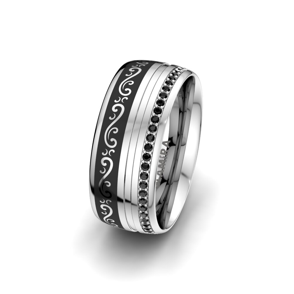 Zafiro negro Anillo Boda Mujer Infinity Line 8 mm