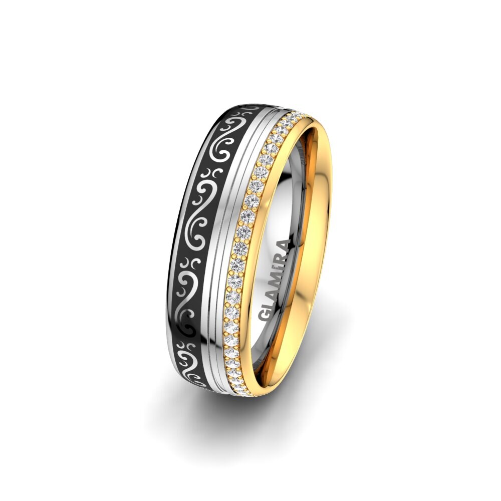 Or Blanc & Jaune 585 Saphir Blanc Alliance pour femme Infinity Line 6 mm