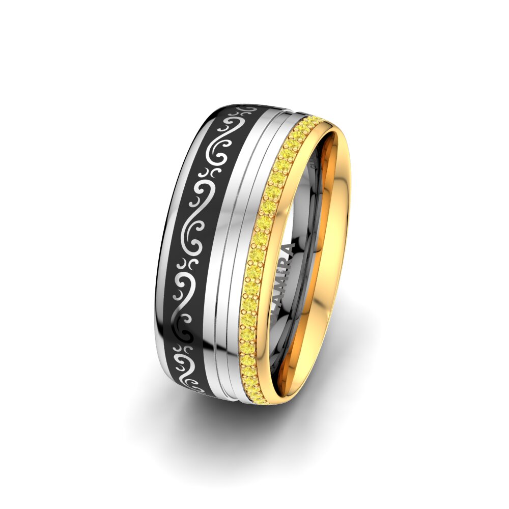 Weiß & Gelbgold 375 Gelber Saphir Damen trauring Infinity Line 8 mm
