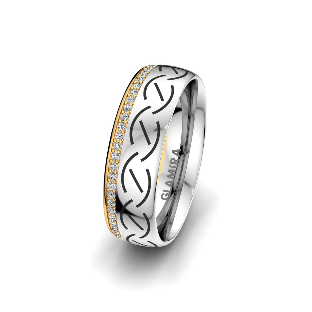 Vintage 14K White & Yellow Gold Women's Ring Pretty Effect 6 mm